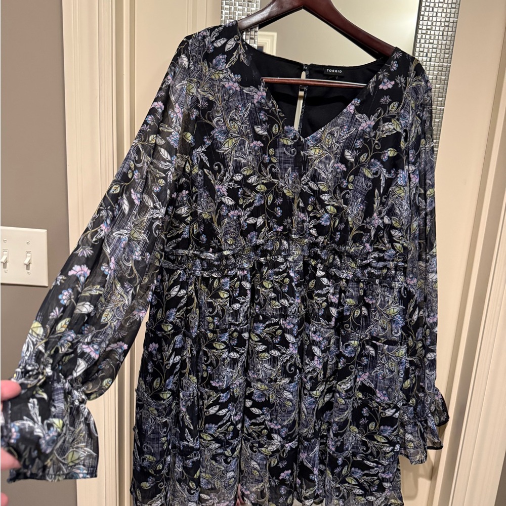 Torrid Black Dress with Floral Pattern